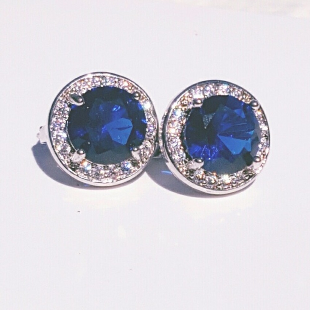 Faux sapphire earrings